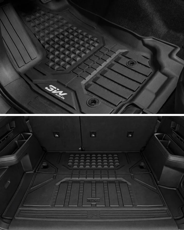 3W Floor Mats for Toyota 4Runner 2025 2026 5 Seats(Only fit Hybrid), All Weather TPE Custom Fit Floor Liner & Trunk Mat & 2nd Row Under Seat Mat & Backrest Mat for 4 Runner Full Set