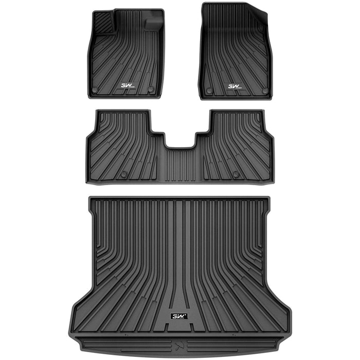 3W Volkswagen ID.4 2021-2024 Custom Floor Mats TPE Material & All-Weather Protection Vehicles & Parts 3Wliners 2021-2024 ID.4 2021-2024 1st&2nd Row Mats+Rear Trunk Mat