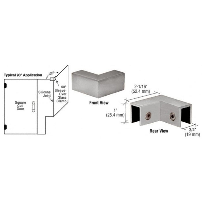 90 Degree "Sleeve Over" Glass Clamp - Reflect Window & Door