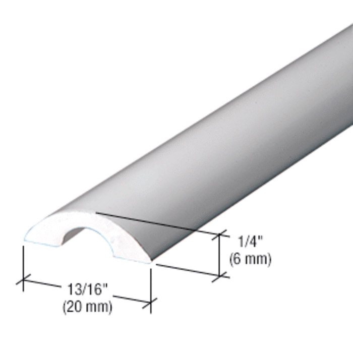 Frameless Shower Door Brite Anodized Half-Round Threshold Chrom