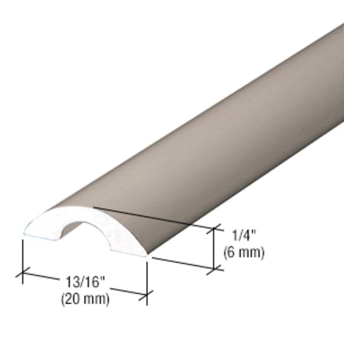 Frameless Shower Door Brushed Nickel Half-Round Threshold - Reflect Window & Door