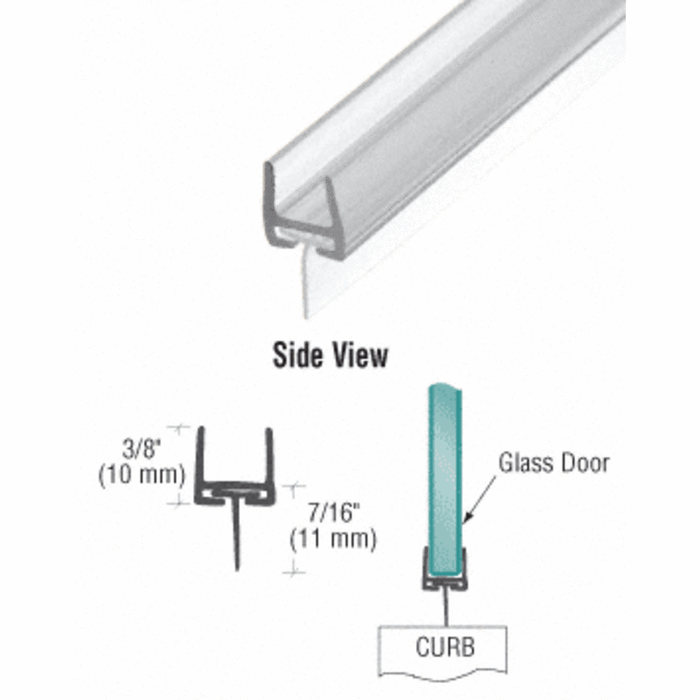 Swinging Shower Door Polycarbonate Bottom Rail With Wipe - 95" Long - Reflect Window & Door