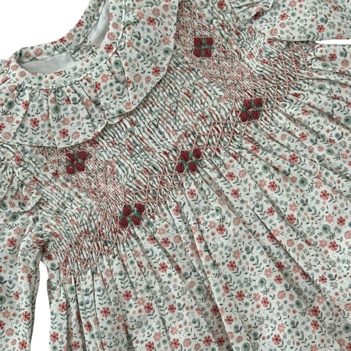 Alba Floral Long Sleeve Handsmocked Dress