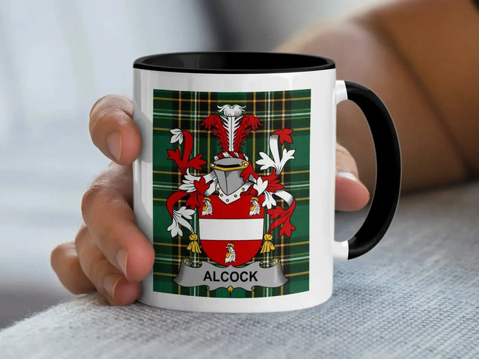 Alcock 11oz Irish heritage accent mug with black handle and interior