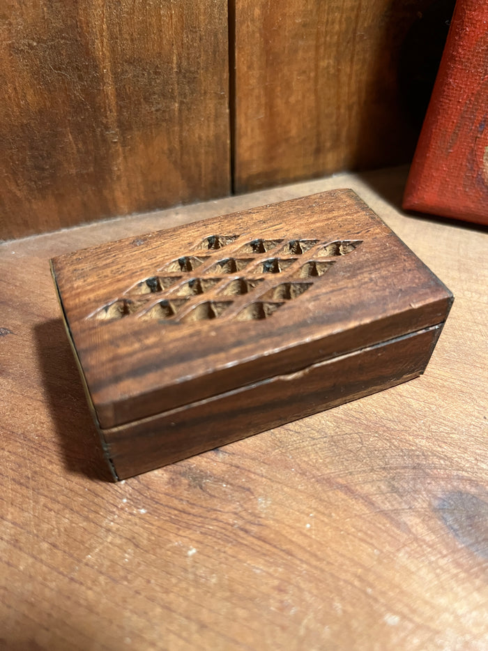 Amber Resin in a Hand Carved Wooden Box, from India