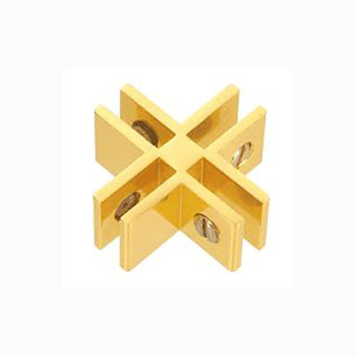Anodized Aluminum 4 - Way Glass Connector for Modular Displays - Reflect Window & Door