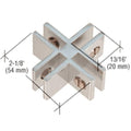 Anodized Aluminum 4 - Way Glass Connector for Modular Displays - Reflect Window & Door