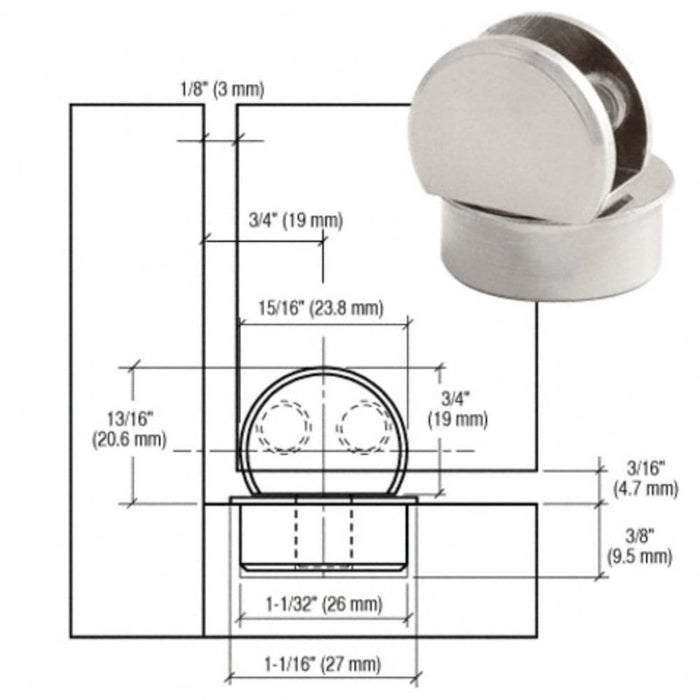 Beretta Crescent Glass Door Hinge - Reflect Window & Door