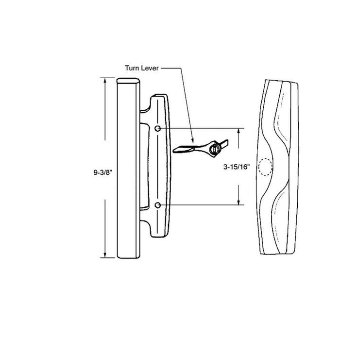 Sliding Glass Patio Door Wood Mortise - Style Handle 3 - 15/16" Screw Holes - Reflect Window & Door