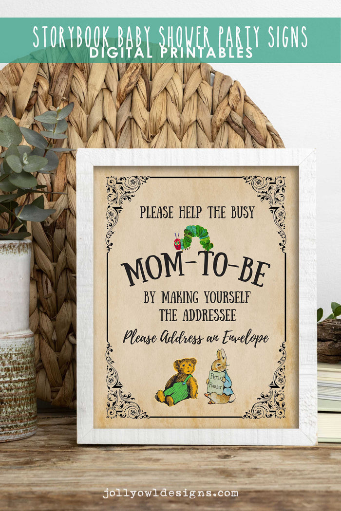 Book Themed Baby Shower - Mom to Be Addressee - Jolly Owl Designs