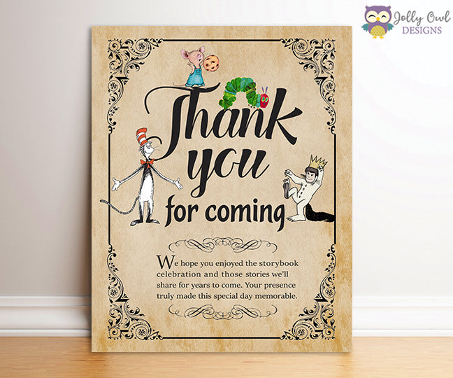 Book Themed Baby Shower - Thank You for Coming