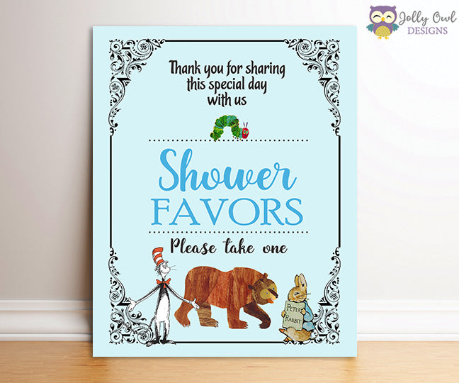 Book Themed Baby Shower Party Favor Sign
