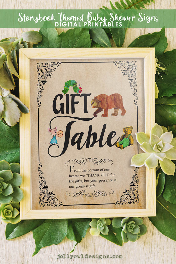 Book Themed Baby Shower Party Sign - Gift Table - Jolly Owl Designs
