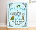 Book Themed Baby Shower Party Sign - Pick A Page
