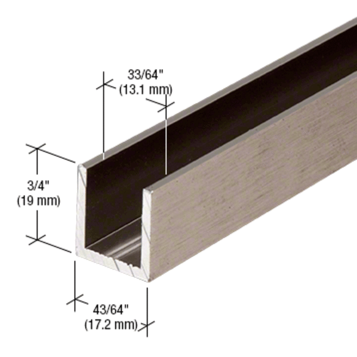 Shower Door Brushed Nickel 1/2" Fixed Panel Deep U-Channel - 95" - Reflect Window & Door