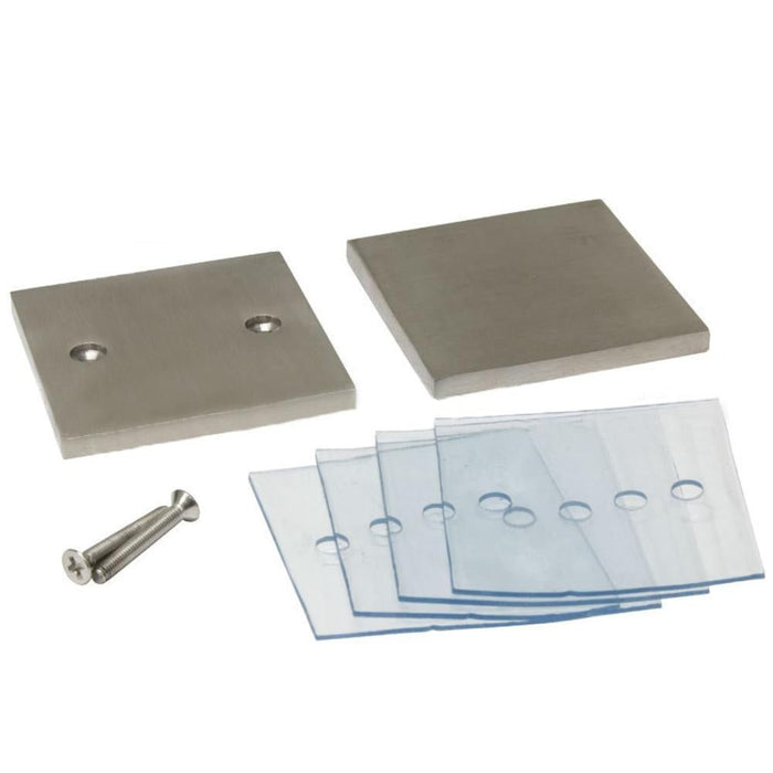 Brushed Stainless Square In - line Mall Clip for Glass Mounting - Reflect Window & Door