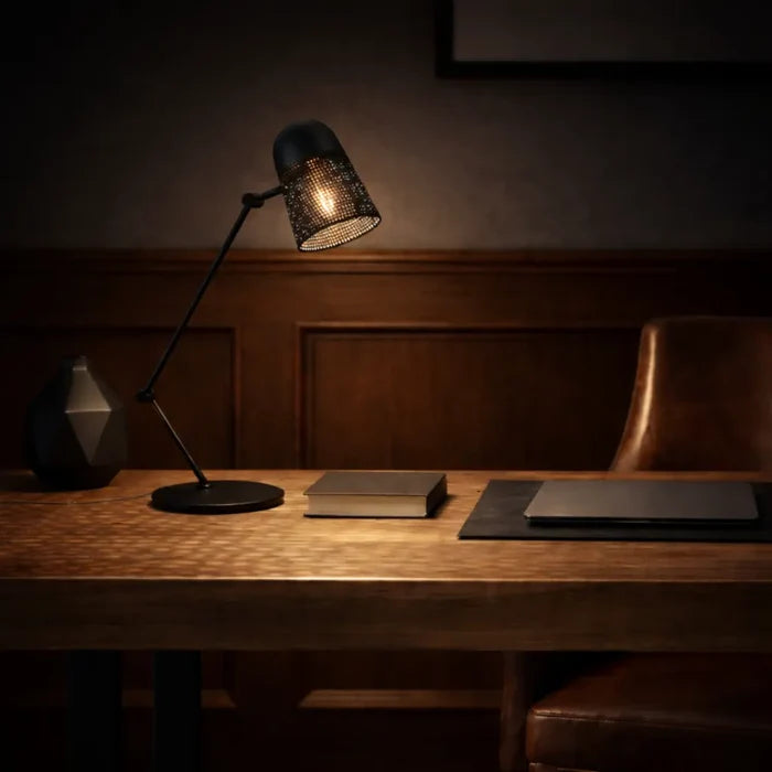 Adjustable Table Lamp with Perforated Metal Shade
