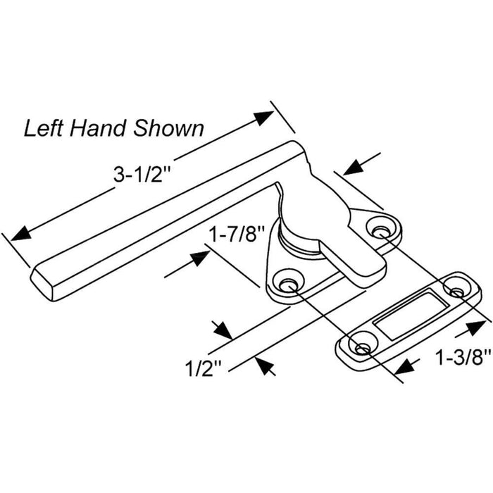 Casement Window Security Handle – Left Hand, 1 - 3/8" Screw Holes - Reflect Window & Door