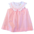 Charlotte Scalloped Dress - Blakeney Ballet Pink Seersucker Check