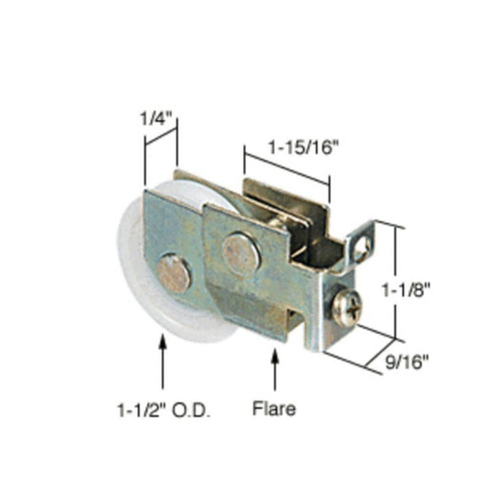 Charmac, King Mirror & Crest Closet Door 1 - 1/2" Nylon Ball Bearing Roller - Reflect Window & Door