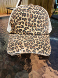 Cheetah criss cross ponytail hat