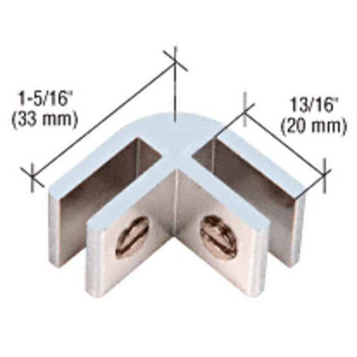 Anodized Aluminum Two - Way 90 Degree Glass Connector - Reflect Window & Door