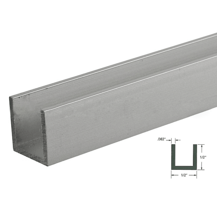 U-Channel 1/2" x 1/2" - Clear Anodized - Reflect Window & Door