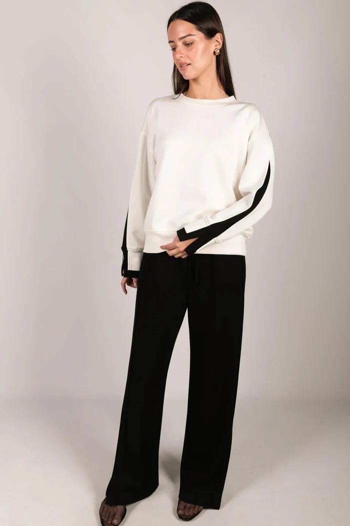 Color Layered Long Sleeve Round Neck Top