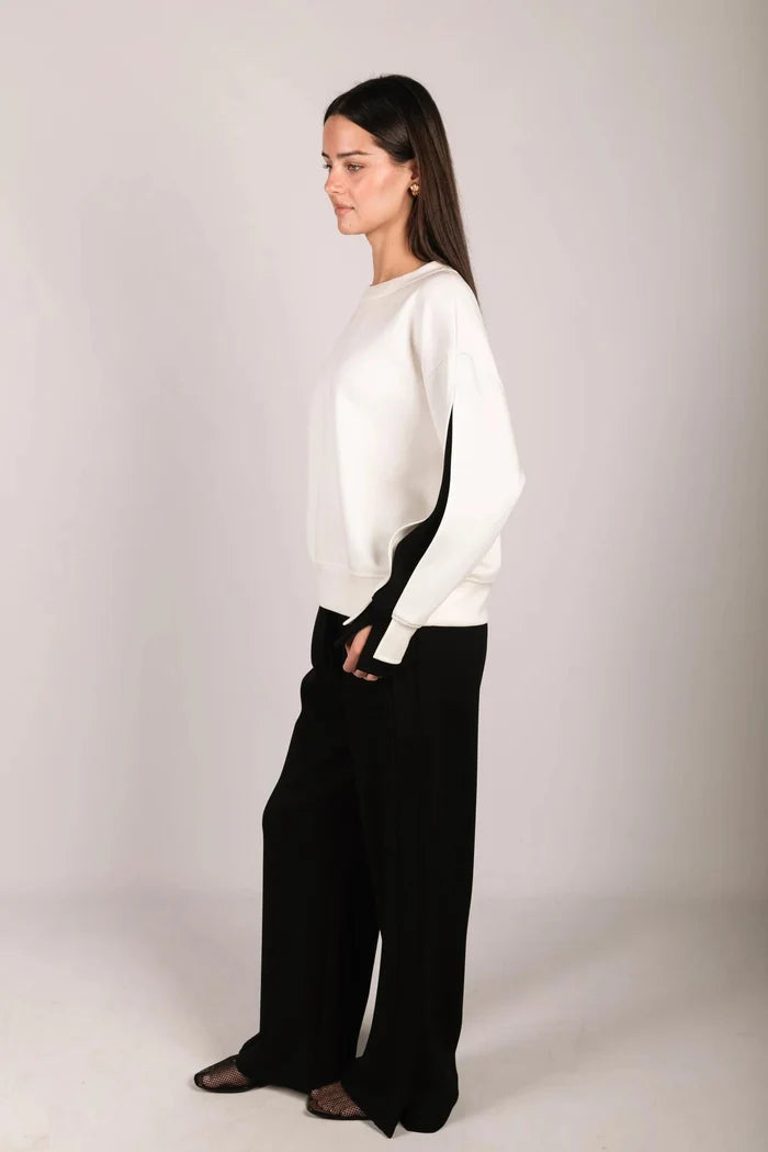 Color Layered Long Sleeve Round Neck Top