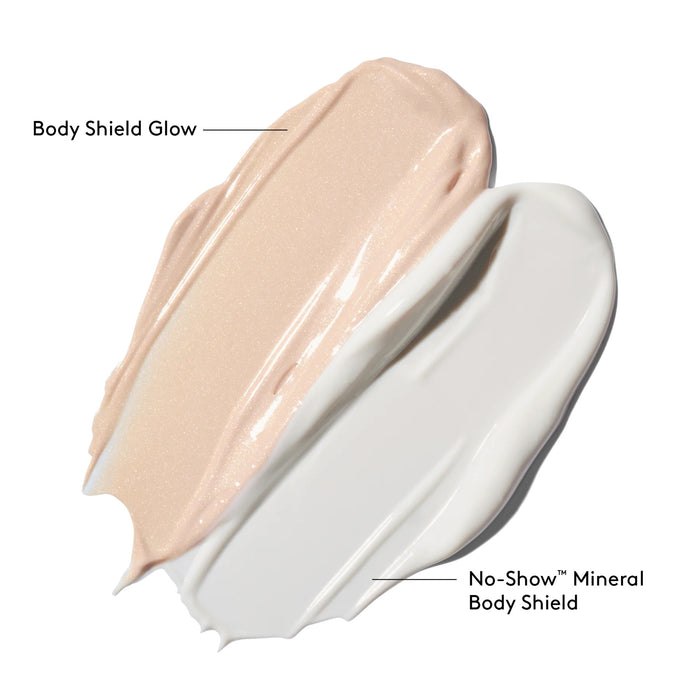 Colorescience Body Shield Glow and No-Show comparison swatches