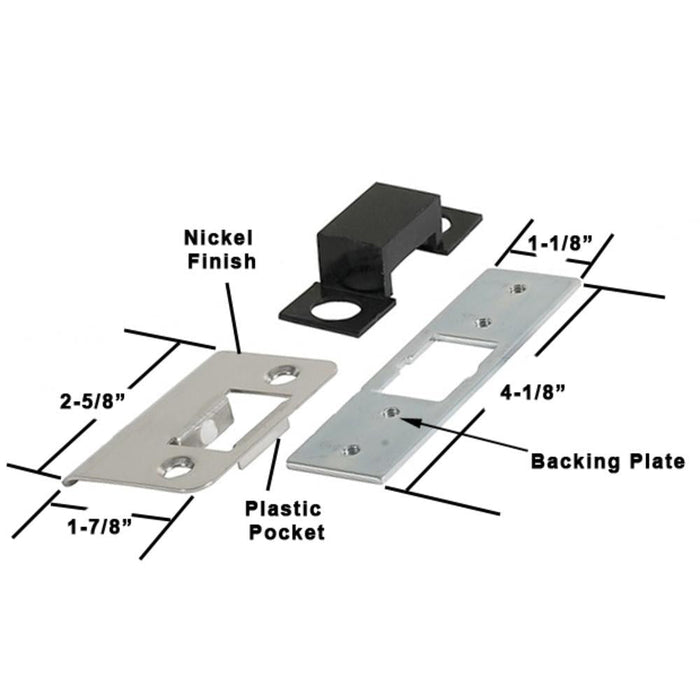 Adams Rite Commercial Door Striker Plate Kit - Durable Aluminum, Nickel Finish - Reflect Window & Door