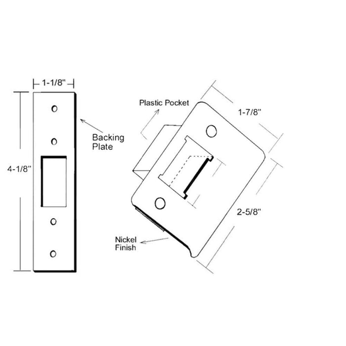 Adams Rite Commercial Door Striker Plate Kit - Durable Aluminum, Nickel Finish - Reflect Window & Door