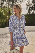 Dabria Split Neck Mini Dress Virda Floral