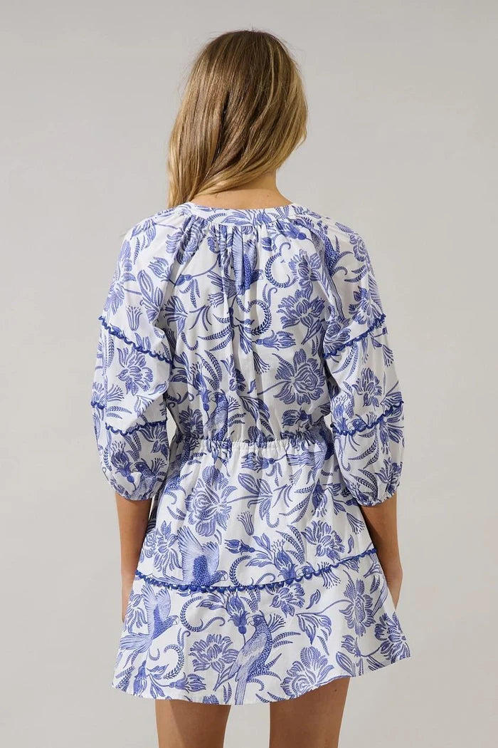 Dabria Split Neck Mini Dress Virda Floral