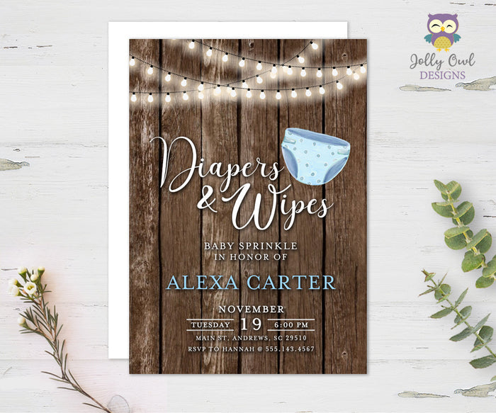 Diapers and Wipes Baby Shower Sprinkle Invitation