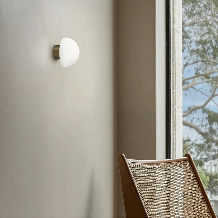 Decorative Dome Deco Wall Light in contemporary interior with natural materials