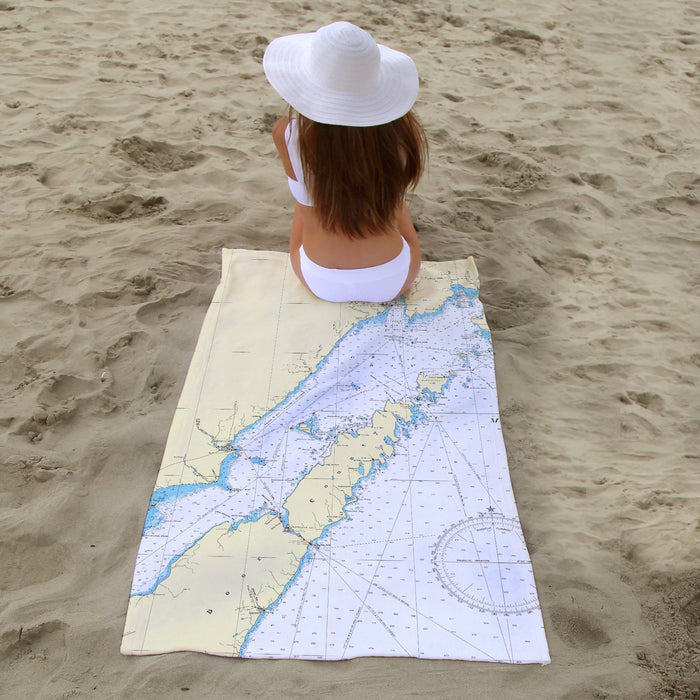 Door County Peninsula WI Nautical Chart Quick Dry Towel - Maritime Tribes USATowel