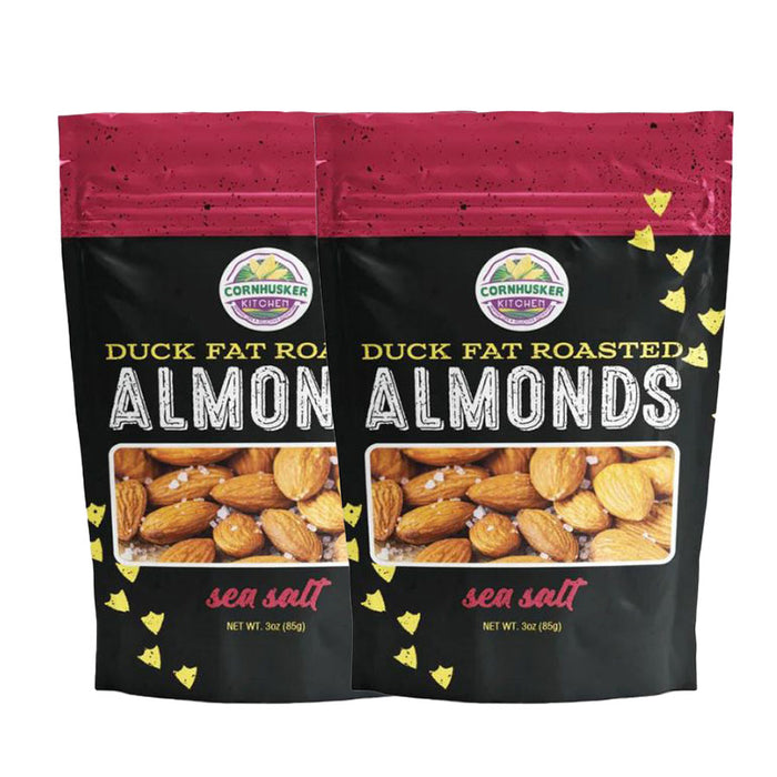 Duck Fat & Sea Salt Roasted Almonds | Pack of 2 | 3 oz | Cornhusker Kitchen