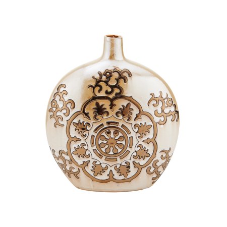Elements Ceramic Round Bronze Vase - EK CHIC HOME