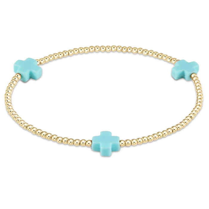 ENEWTON | Signature Cross 2mm Gold Bracelet - Turquoise