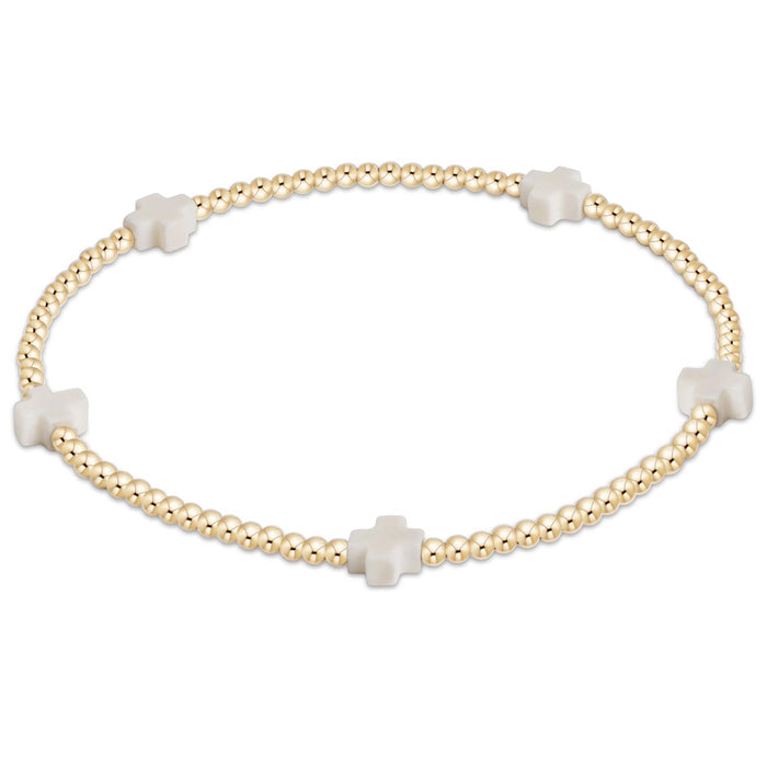 ENEWTON Signature Cross Small 2mm Gold Bracelet Off White