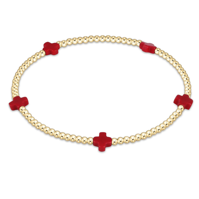 ENEWTON Signature Cross Small 2mm Gold Bracelet Red