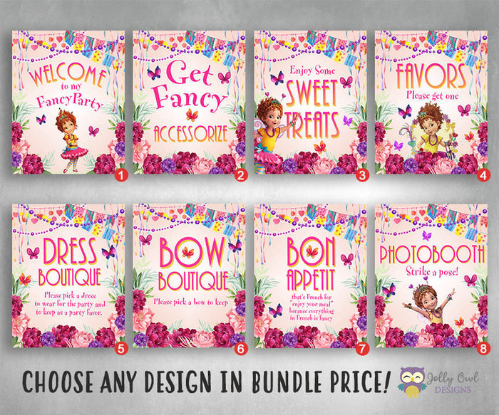 Fancy Nancy Party Signs Bundle Set