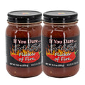 Two jars of 'If You Dare... Salsa Flicker of Fire' on a white background