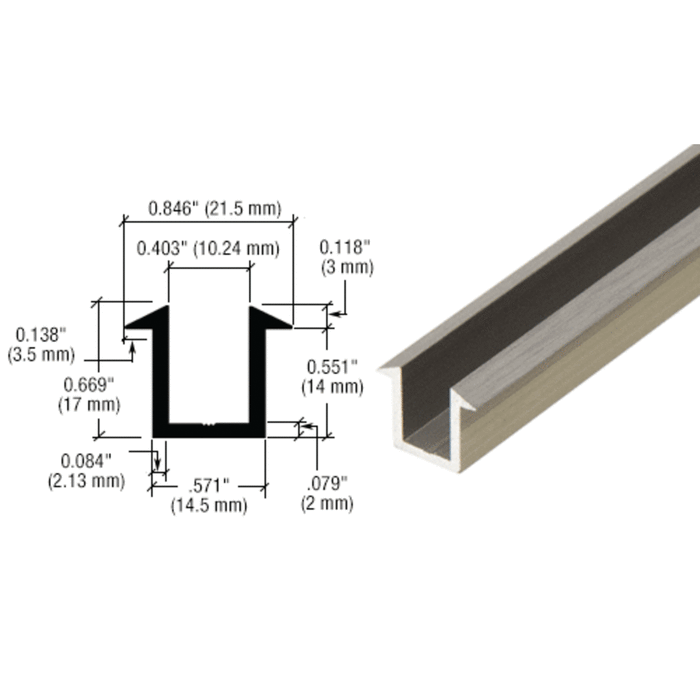 Frameless Shower Door 98" Brushed Nickel U-Channel for 3/8" Glass Recess - Reflect Window & Door