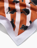 Geometry Striped Black Cats Orange Tea Towel