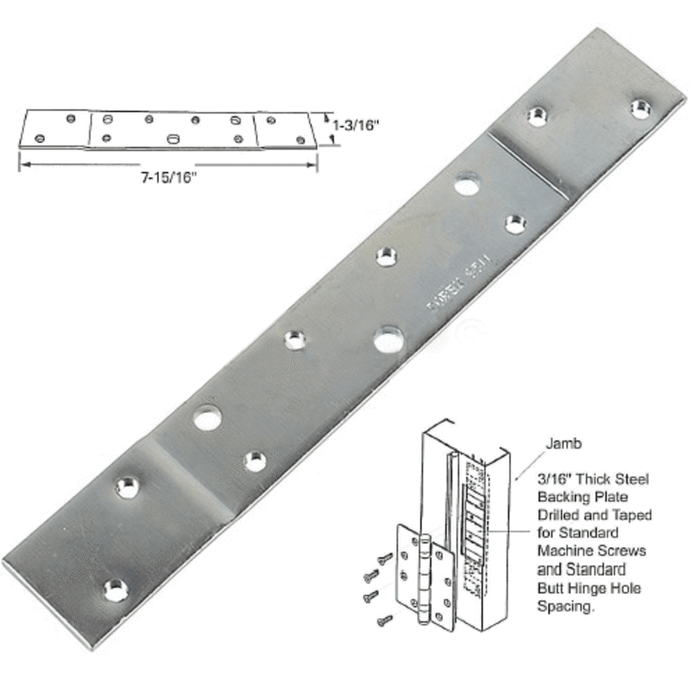 Heavy Duty Hinge Backing Plate for Commercial Aluminum Store Front Door 4-1/2" Butt Hinges - Reflect Window & Door