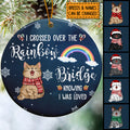 I Crossed Over The Rainbow Bridge, Cat Memorial Keepsake, Personalized Cat Breeds Circle Ceramic Ornament