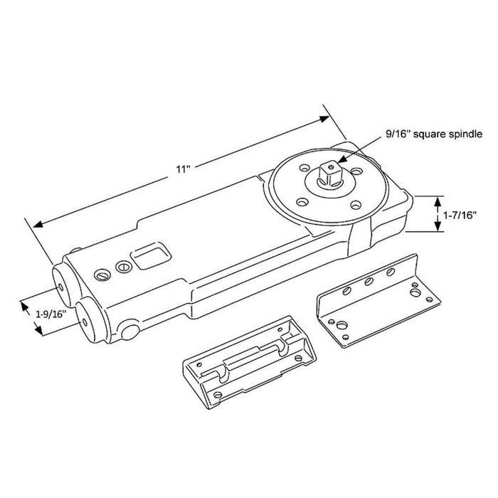 Concealed Adjustable Non - Handed Door Closer with 90 - Degree Operation - Reflect Window & Door