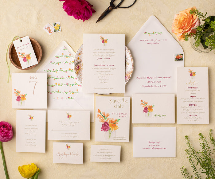 Jar of Blossoms wedding invitation